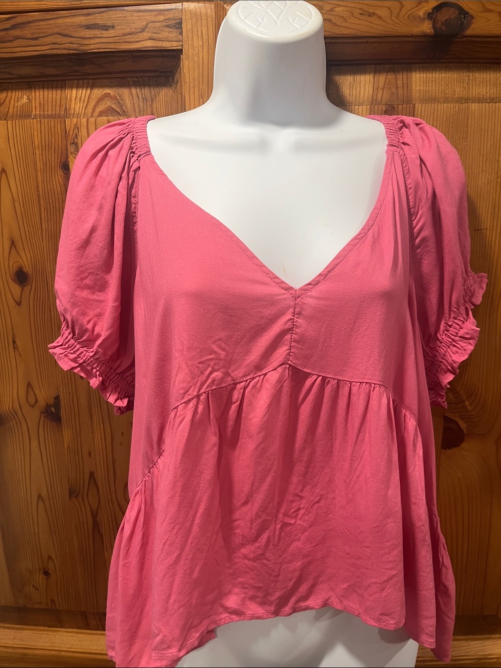 Abound Pink V-Neck Puff Sleeve Top